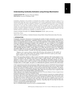 A Understanding Cardinality Estimation Using Entropy Maximization