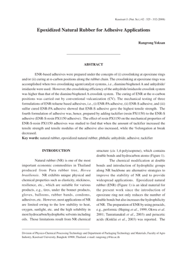 Epoxidized Natural Rubber for Adhesive Applications