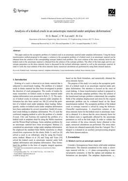 Analysis of a Kinked Crack in an Anisotropic Material Under Antiplane Deformation† H