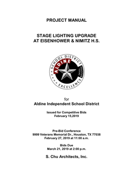 Project Manual Stage Lighting Upgrade At