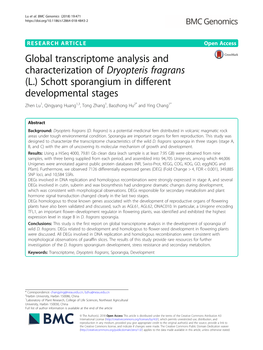 Global Transcriptome Analysis and Characterization of Dryopteris Fragrans