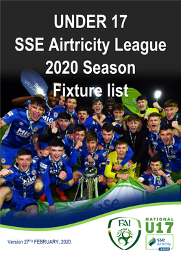 2020 U17 SSE Airtricity League First Division Fixture List