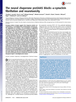 The Neural Chaperone Prosaas Blocks Α-Synuclein Fibrillation and Neurotoxicity