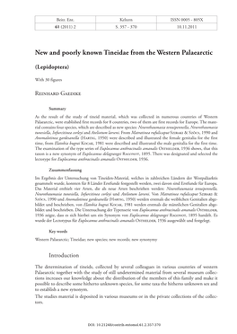 New and Poorly Known Tineidae from the Western Palaearctic