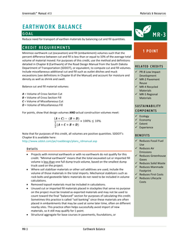 Earthwork Balance MR-3 Greenroads™ Manual V1.5 Materials & Resources