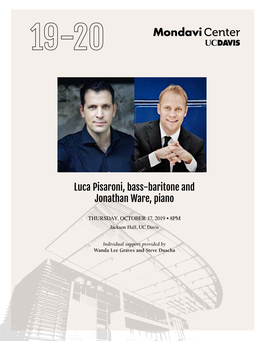 Luca Pisaroni, Bass-Baritone and Jonathan Ware, Piano