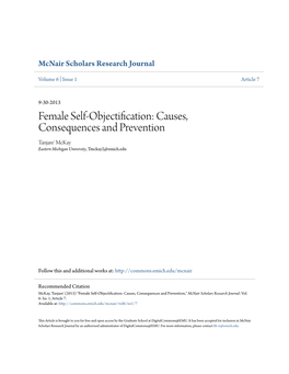 Female Self-Objectification: Causes, Consequences and Prevention Tanjare' Mckay Eastern Michigan University, Tmckay2@Emich.Edu