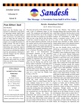 Sandesh Sandesh Issue 3 the Message : a Newsletter from Indus of Fox Valley