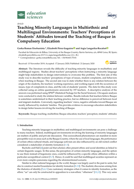 Teaching Minority Languages in Multiethnic and Multilingual