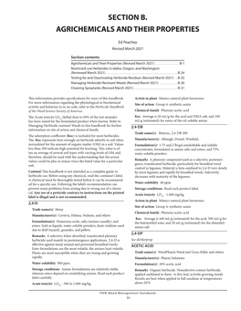 Section B. Agrichemicals and Their Properties