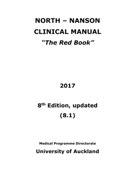 NORTH – NANSON CLINICAL MANUAL “The Red Book”
