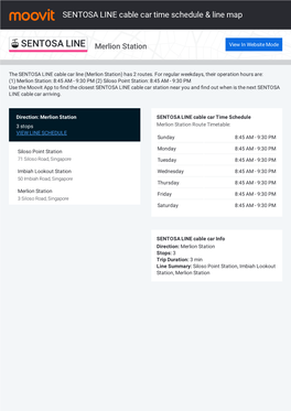 SENTOSA LINE Cable Car Time Schedule & Line Route