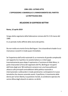 Relazione Di Goffredo Bettini