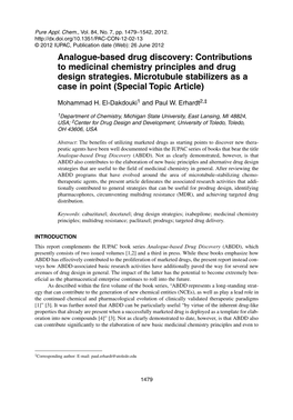 Analogue-Based Drug Discovery: Contributions to Medicinal Chemistry Principles and Drug Design Strategies