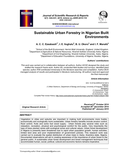 Sustainable Urban Forestry in Nigerian Built Environments