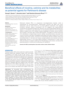 Beneficial Effects of Nicotine, Cotinine and Its Metabolites As Potential