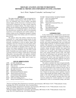 Military Aviation and the Environment: Historical Trends and Comparison to Civil Aviation