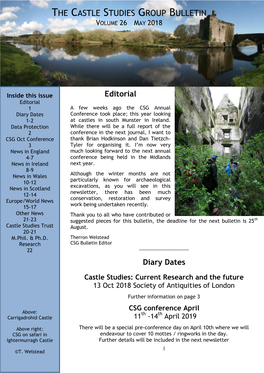 The Castle Studies Group Bulletin Volume 26 May 2018