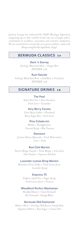 Bermuda Classics 14 Signature Drinks 18