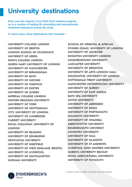 University Destinations