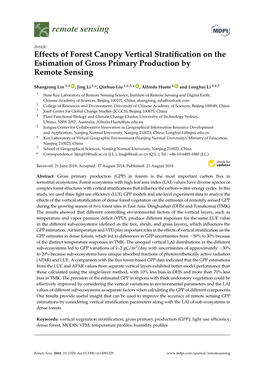 Effects of Forest Canopy Vertical Stratification on the Estimation Of