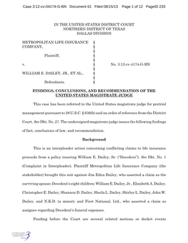 Case 3:12-Cv-04174-G-BN Document 61 Filed 08/15/13 Page 1 of 12 Pageid 233