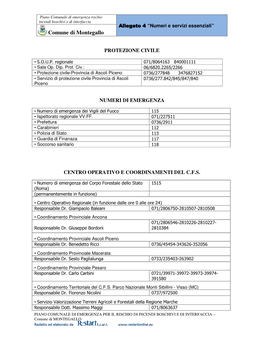 Allegato 444 “Numeri E Servizi Essenziali” Comune Di Montegallo