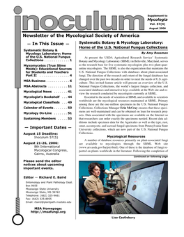 August 2006 Newsletter of the Mycological Society of America
