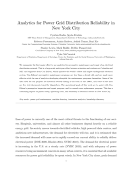 Analytics for Power Grid Distribution Reliability in New York City