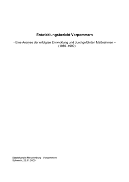 Entwicklungsbericht Vorpommern