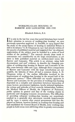 Working-Class Housing in Barrow and Lancaster 1880-1930