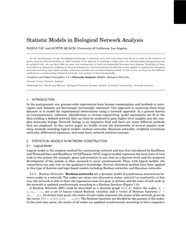 Statistic Models in Biological Network Analysis