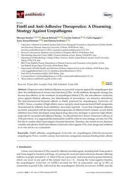 Fimh and Anti-Adhesive Therapeutics: a Disarming Strategy Against Uropathogens