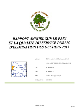 Rapport Annuel Sur Le Prix Et La Qualite Du Service