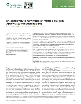 Enabling Evolutionary Studies at Multiple Scales in Apocynaceae Through Hyb-Seq