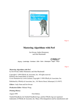 Mastering Algorithms with Perl