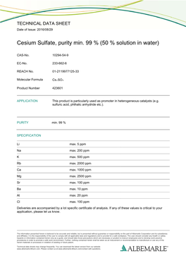 Cesium Sulfate, Purity Min. 99 % (50 % Solution in Water)