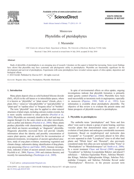 Phytoliths of Pteridophytes