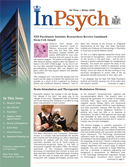 Inpsych Newsletter Winter 07