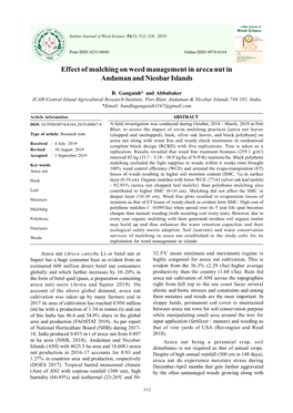 Effect of Mulching on Weed Management in Areca Nut in Andaman and Nicobar Islands