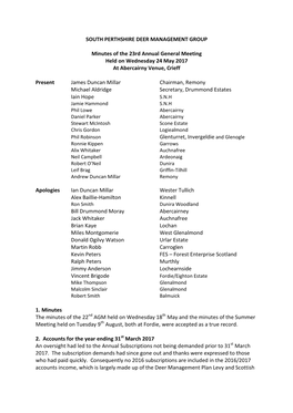 SOUTH PERTHSHIRE DEER MANAGEMENT GROUP Minutes Of