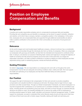 Position on Employee Compensation and Benefits