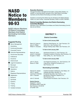 NASD Notice to Members 98-93 November 1998 699 DISTRICT 2 District Committee