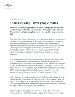 Thom Hells Dag – Hver Gang Vi Møtes