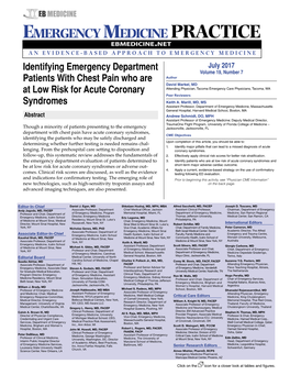 Identifying Emergency Department Patients with Chest Pain Who Are At