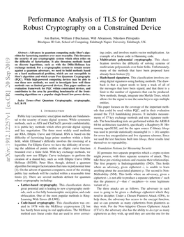 Performance Analysis of TLS for Quantum Robust Cryptography On