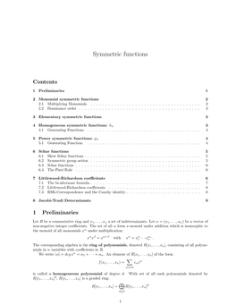 Symmetric Functions