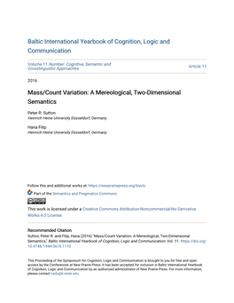 Mass/Count Variation: a Mereological, Two-Dimensional Semantics