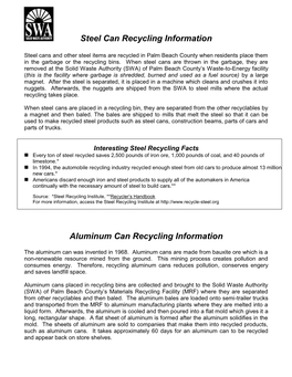 Steel Can Recycling Information