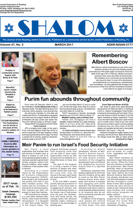 Purim Fun Abounds Throughout Community Remembering Albert Boscov